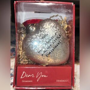 NWT DEMDACO dear you Christmas holiday ornament approx 4” silver